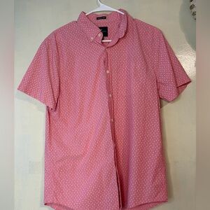 Mens American Eagle short sleeve cotton button up shirt size M cactus pink